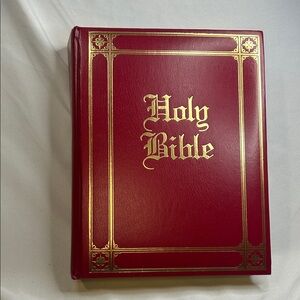 Elegant Red and Gold Holy Bible